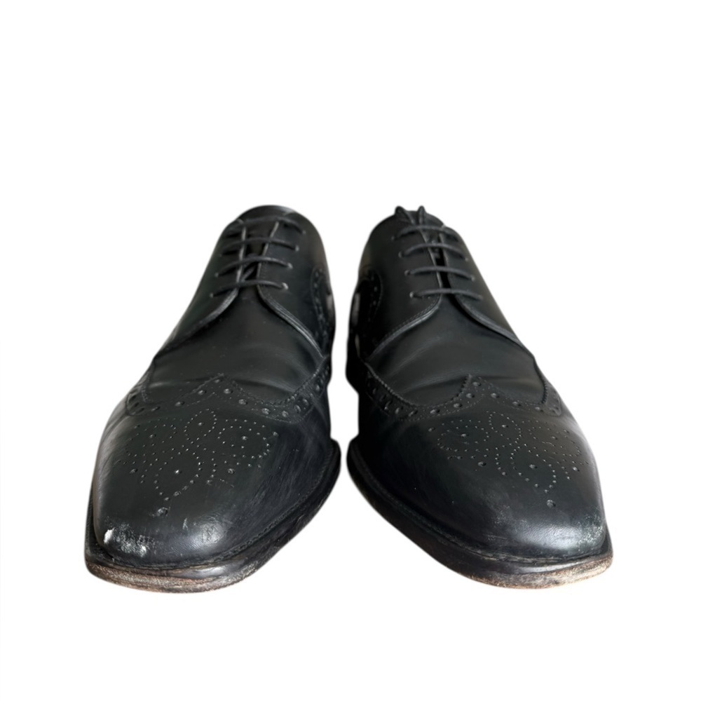 Magnanni Mens Shoes  Size 10  Brogue Wingtip Black Leather Derby Oxford 13974 - Picture 3 of 15